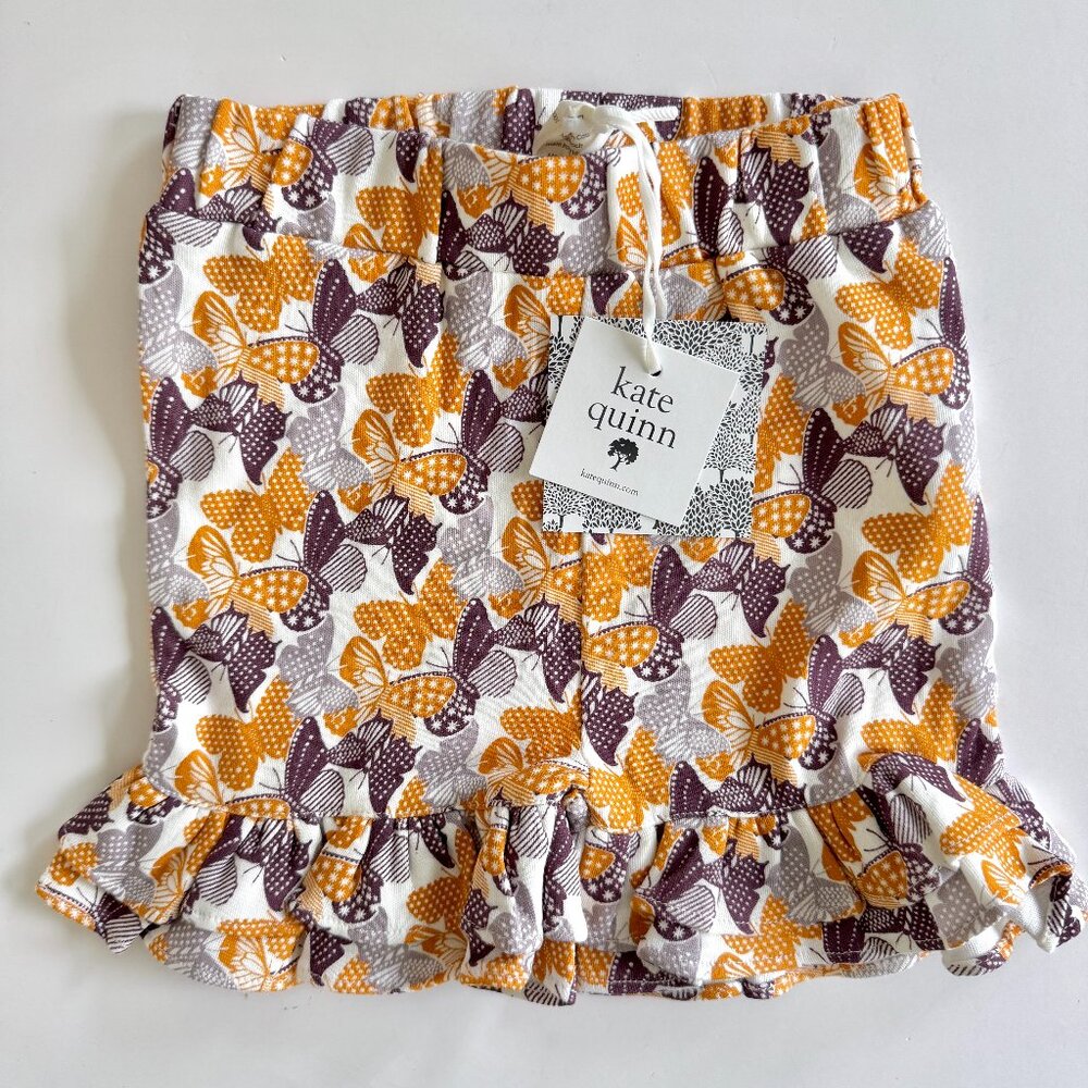 Kate Quinn Ruffle Skirt | Butterfly Print | Cream, Mustard & Plum | 3T | NWT